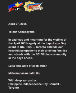 Tragedy at Lapu-Lapu Festival in BC